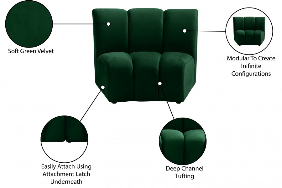 Infinity Green Modular Chair from Meridian - Luna Furniture