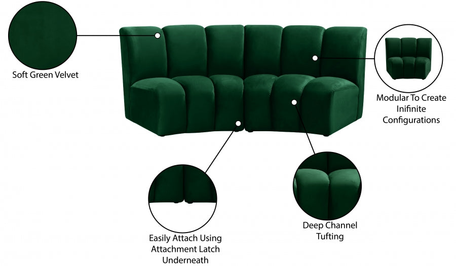 Infinity Green Modular Loveseat from Meridian - Luna Furniture