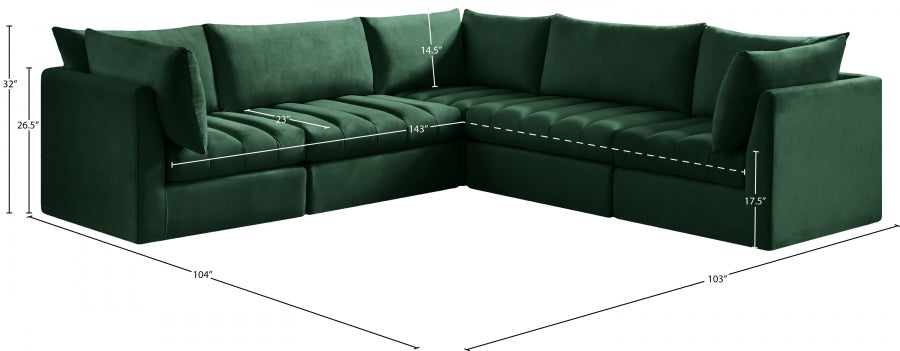 Jacob Green Velvet Modular Sectional from Meridian - Luna Furniture