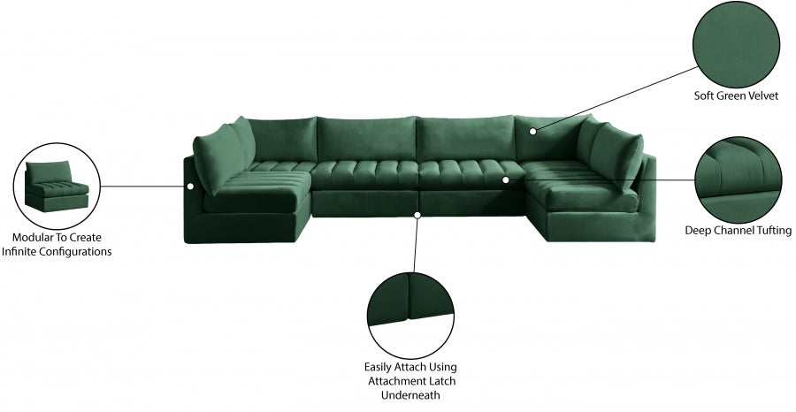 Jacob Green Velvet Modular Sectional from Meridian - Luna Furniture