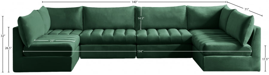 Jacob Green Velvet Modular Sectional from Meridian - Luna Furniture