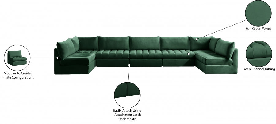 Jacob Green Velvet Modular Sectional from Meridian - Luna Furniture