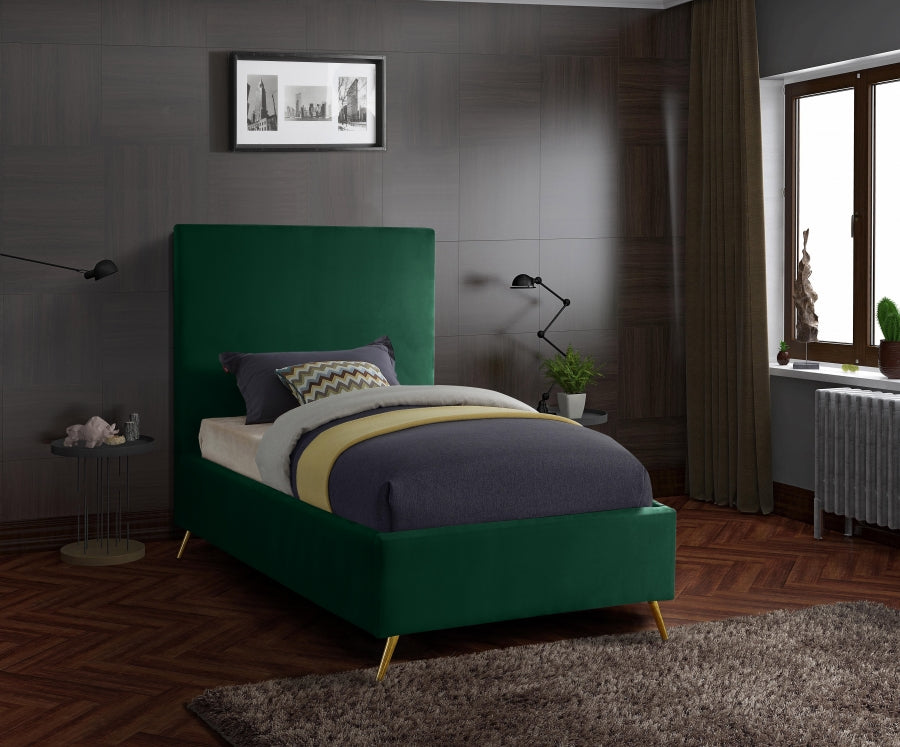 Jasmine Green Velvet Twin Bed from Meridian - Luna Furniture