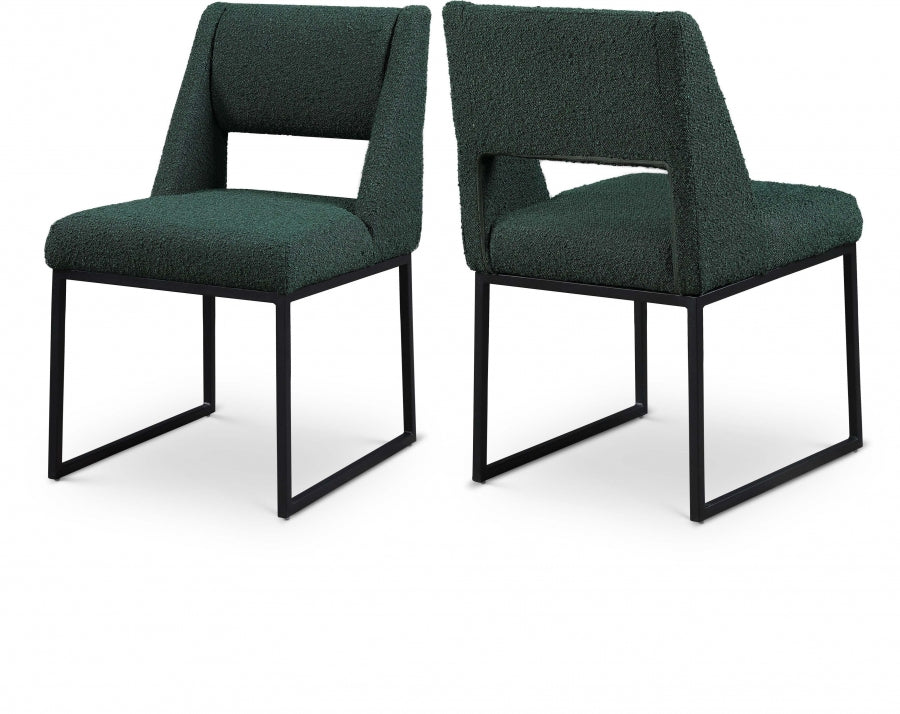 Jayce Green Boucle Fabric Dining Chair, Set of 2 from Meridian - Luna Furniture