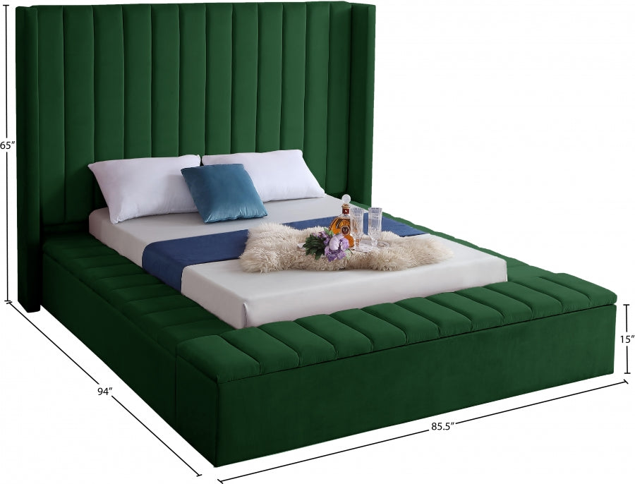 Kiki Green Velvet Full Bed from Meridian - Luna Furniture