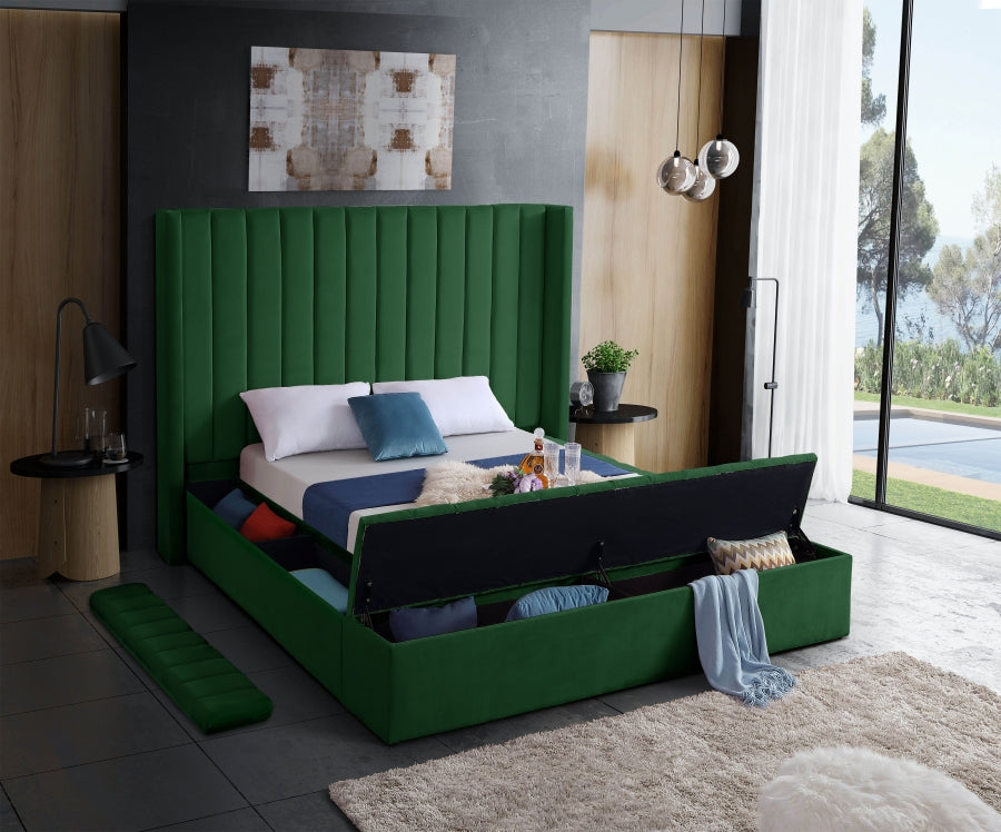 Kiki Green Velvet Full Bed from Meridian - Luna Furniture