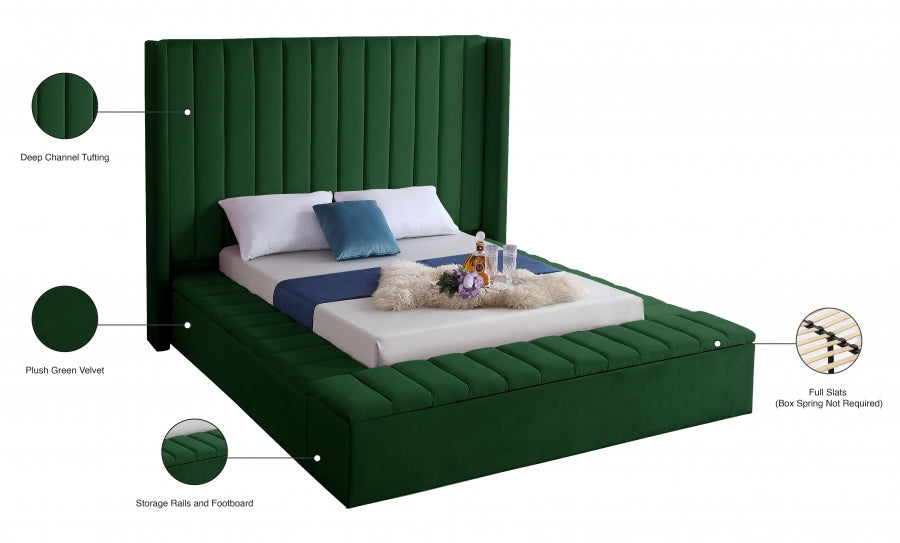 Kiki Green Velvet Full Bed from Meridian - Luna Furniture