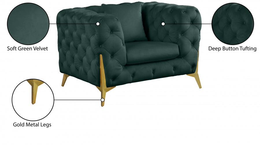 Kingdom Green Velvet Chair from Meridian - Luna Furniture