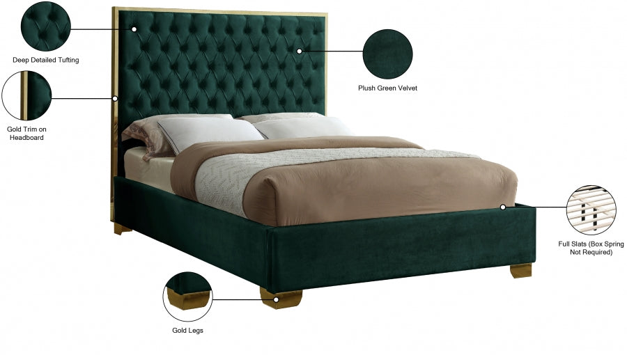 Lana Green Velvet Full Bed from Meridian - Luna Furniture