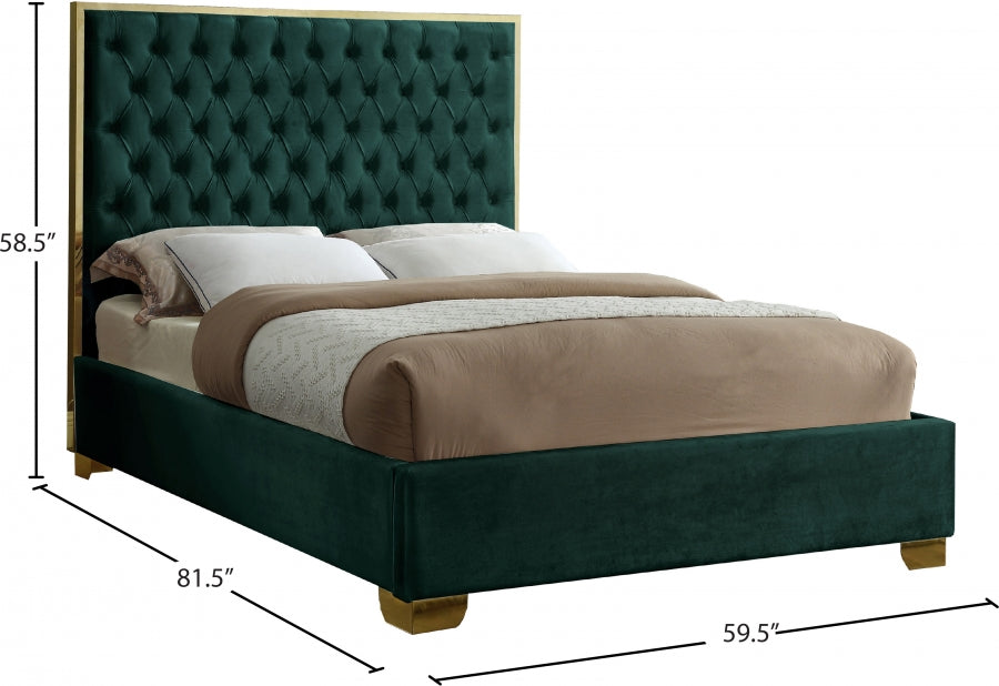 Lana Green Velvet Full Bed from Meridian - Luna Furniture