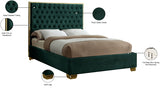 Lana Green Velvet Queen Bed from Meridian - Luna Furniture