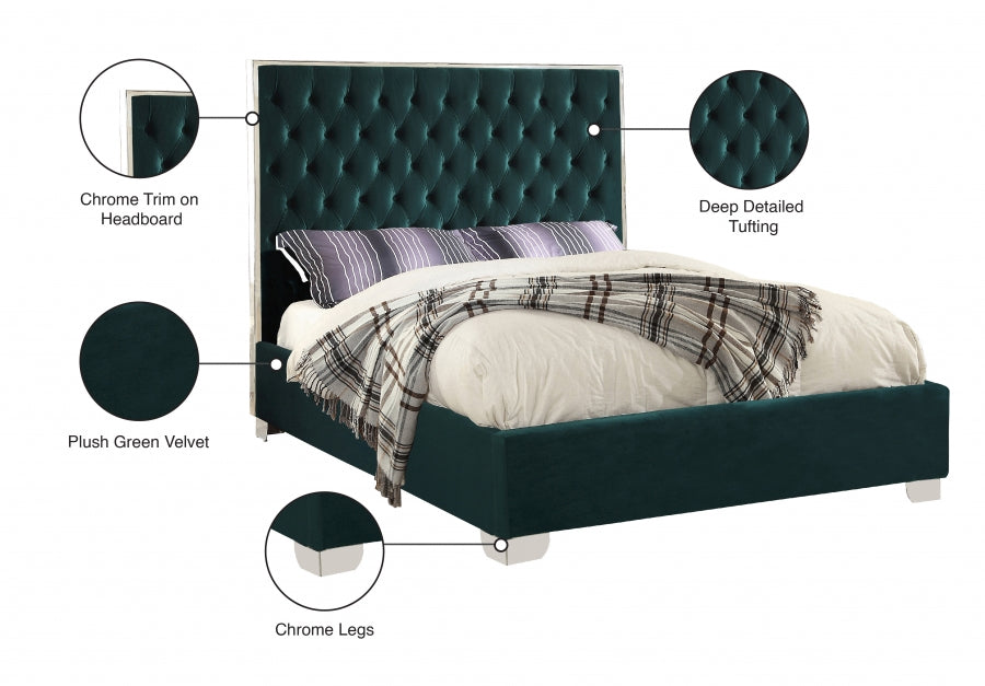 Lexi Green Velvet King Bed from Meridian - Luna Furniture