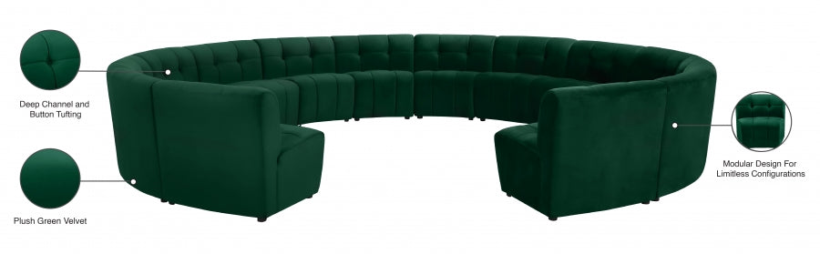 Limitless Green Modular Velvet 14-Piece Sectional from Meridian - Luna Furniture