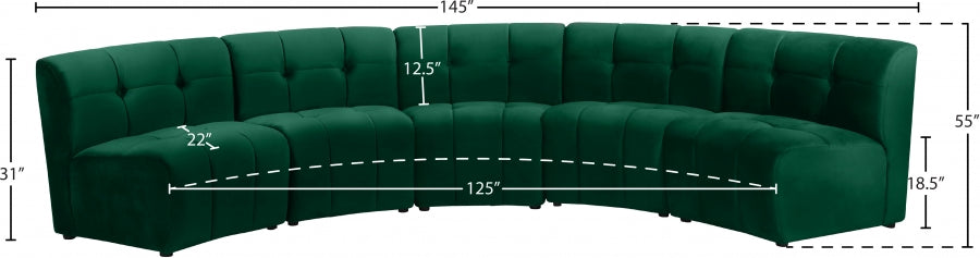 Limitless Green Modular Velvet 5-Piece Sectional from Meridian - Luna Furniture