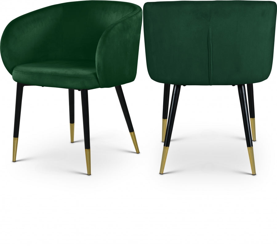 Louise Green Velvet Dining Chair from Meridian - Luna Furniture