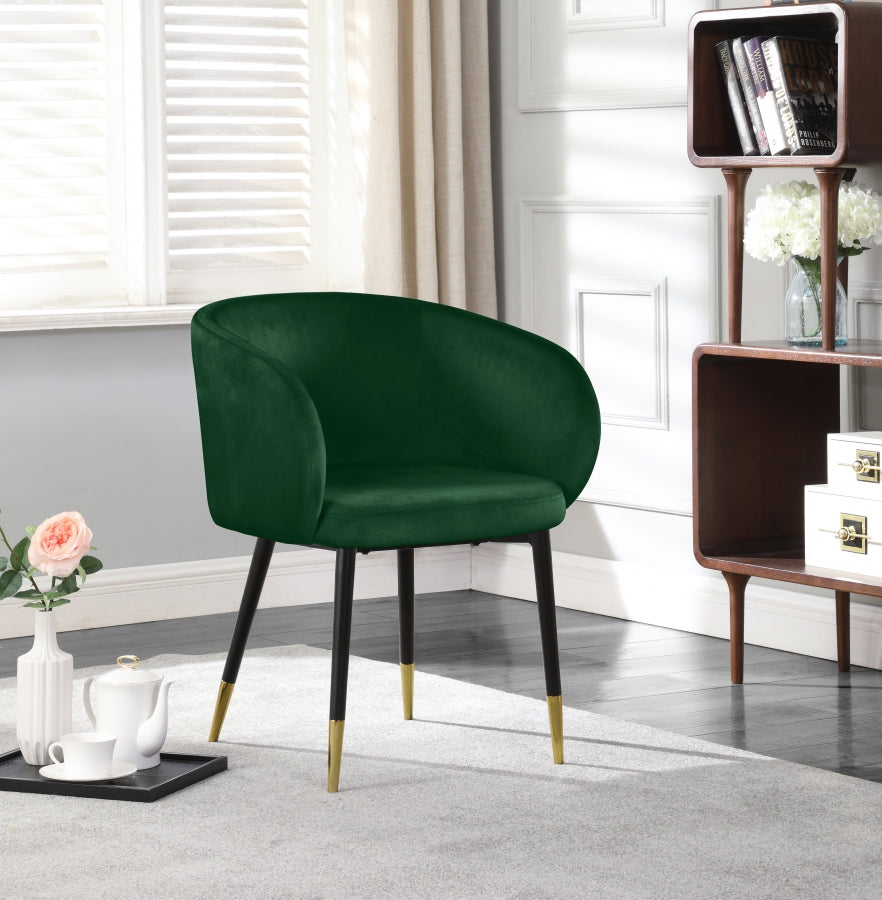 Louise Green Velvet Dining Chair from Meridian - Luna Furniture