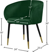 Louise Green Velvet Dining Chair from Meridian - Luna Furniture