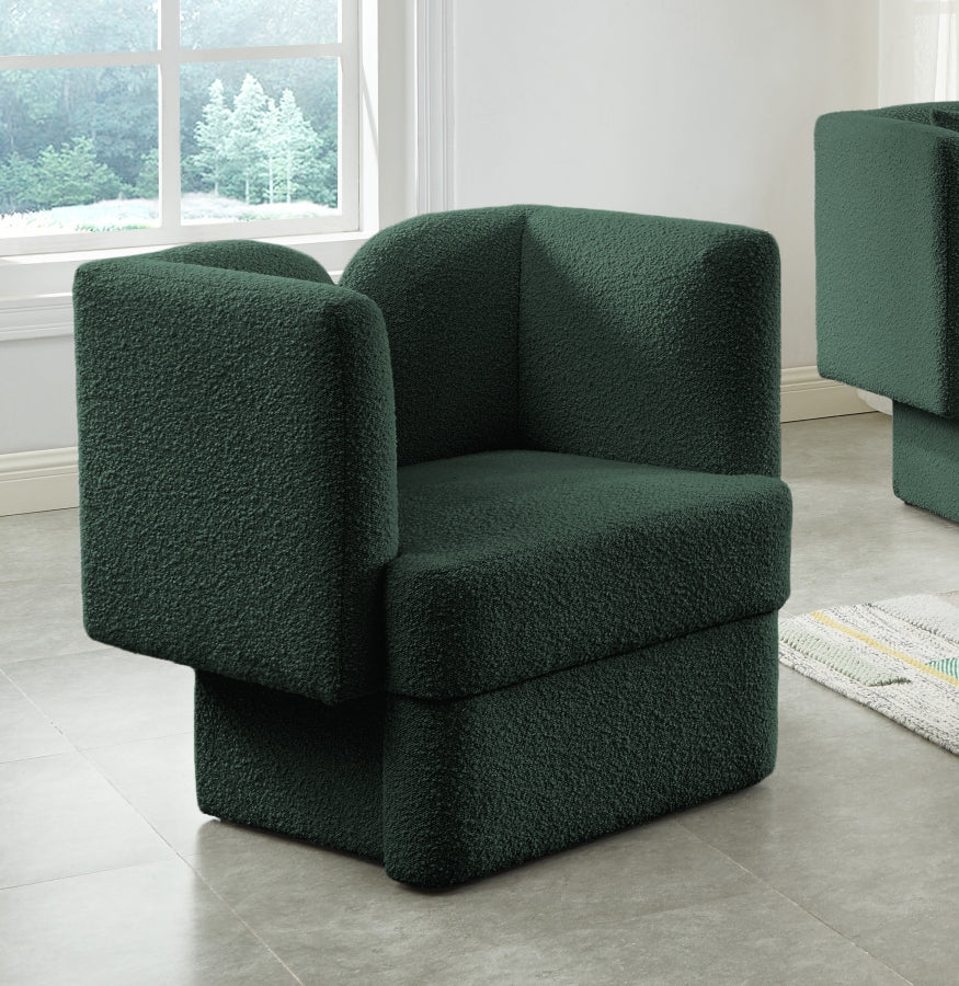 Marcel Green Boucle Fabric Chair from Meridian - Luna Furniture