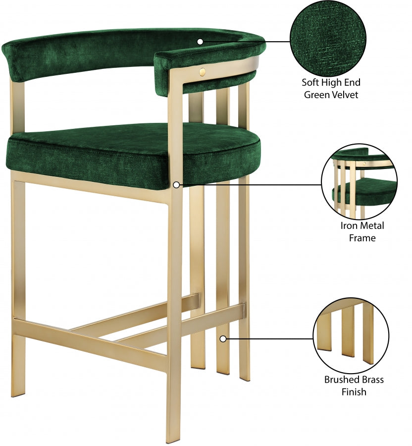 Marcello Green Counter Stool from Meridian - Luna Furniture