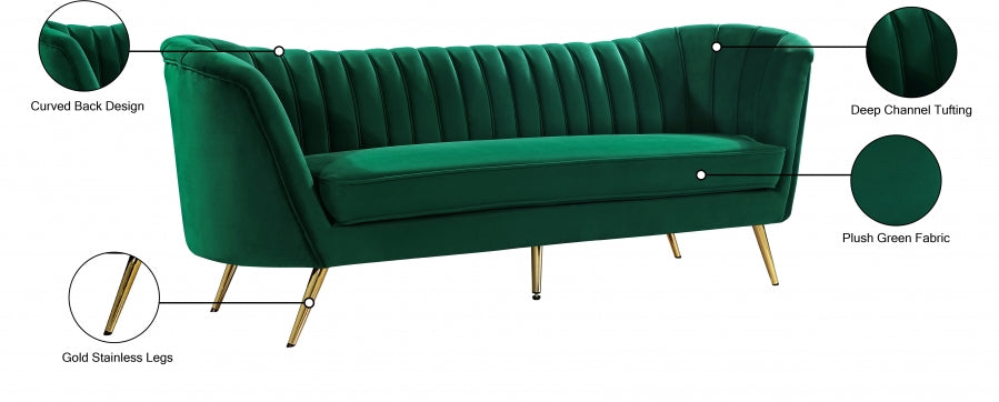 Margo Green Velvet Sofa from Meridian - Luna Furniture