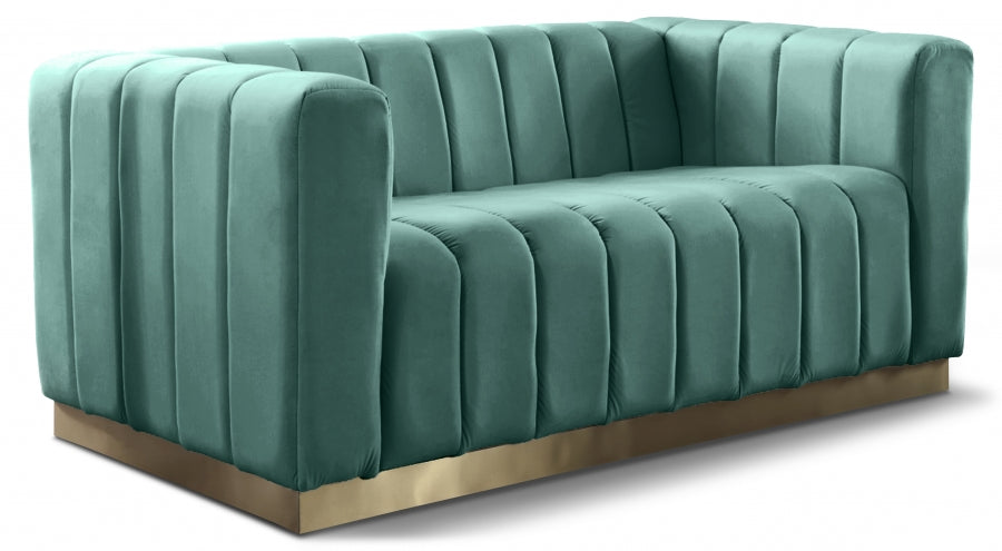 Marlon Green Velvet Loveseat from Meridian - Luna Furniture