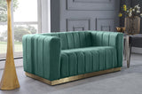 Marlon Green Velvet Loveseat from Meridian - Luna Furniture