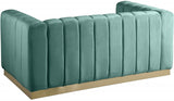 Marlon Green Velvet Loveseat from Meridian - Luna Furniture