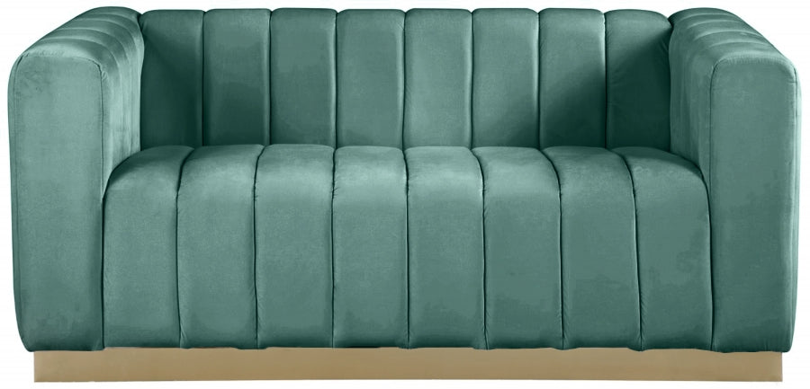 Marlon Green Velvet Loveseat from Meridian - Luna Furniture