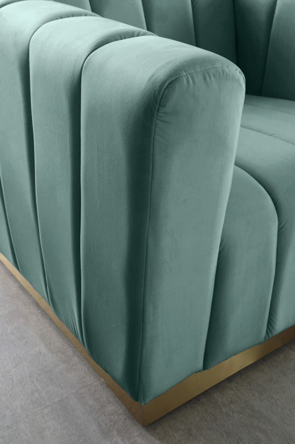 Marlon Green Velvet Loveseat from Meridian - Luna Furniture