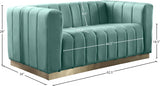 Marlon Green Velvet Loveseat from Meridian - Luna Furniture