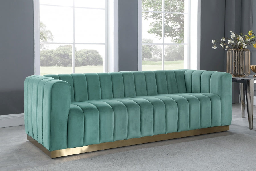 Marlon Green Velvet Sofa from Meridian - Luna Furniture