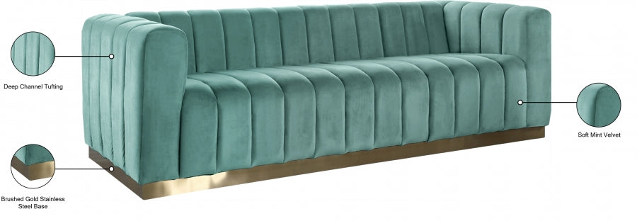 Marlon Green Velvet Sofa from Meridian - Luna Furniture