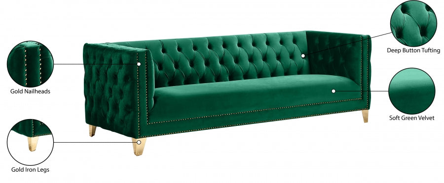 Michelle Green Velvet Sofa from Meridian - Luna Furniture