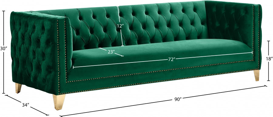 Michelle Green Velvet Sofa from Meridian - Luna Furniture