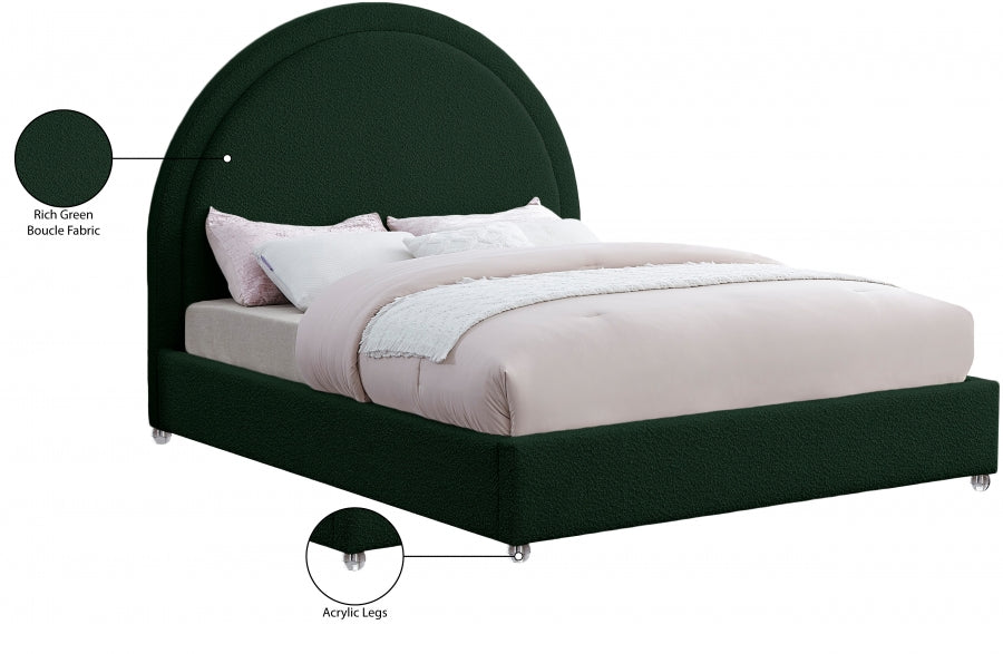 Milo Green Boucle Fabric Queen Bed from Meridian - Luna Furniture