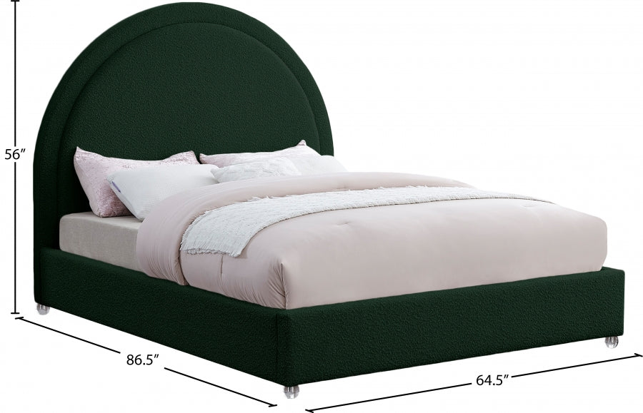 Milo Green Boucle Fabric Queen Bed from Meridian - Luna Furniture