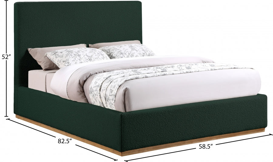 Monaco Green Boucle Fabric Full Bed from Meridian - Luna Furniture