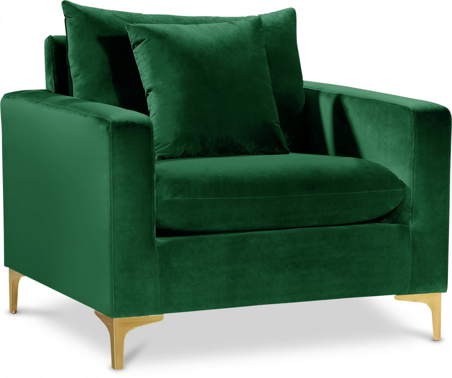 Naomi Green Velvet Chair from Meridian - Luna Furniture