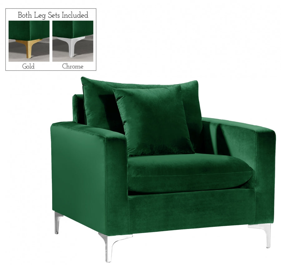 Naomi Green Velvet Chair from Meridian - Luna Furniture