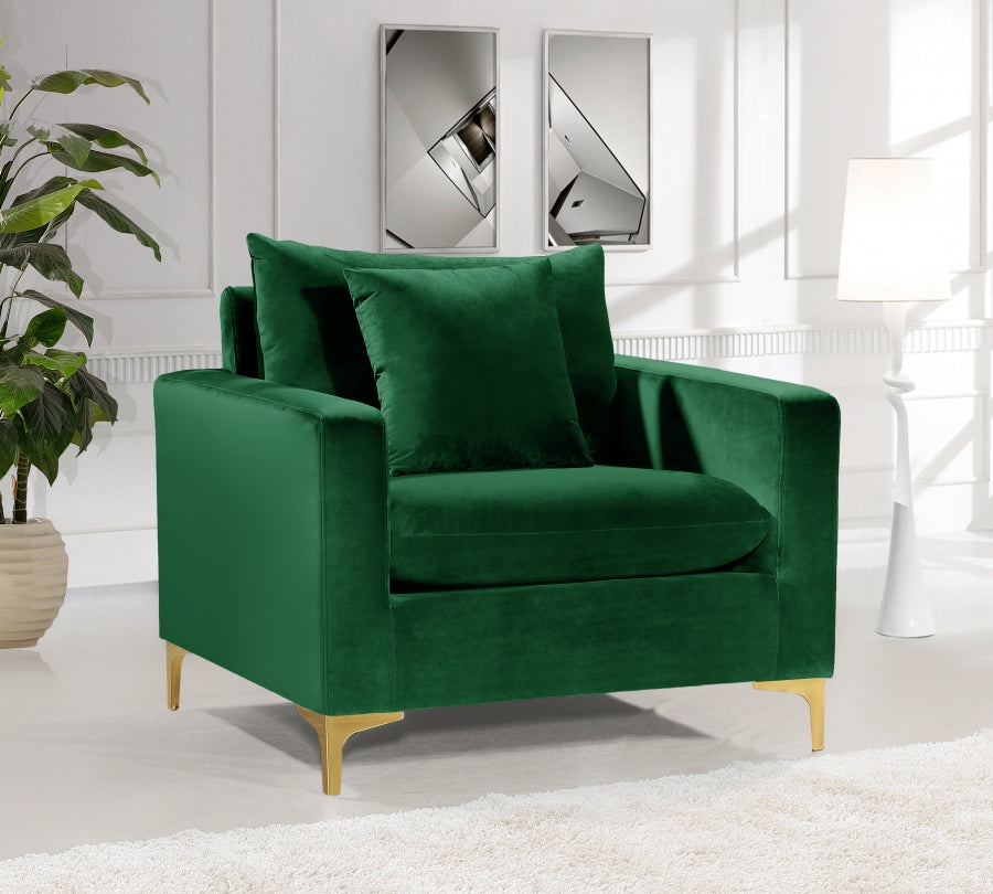 Naomi Green Velvet Chair from Meridian - Luna Furniture