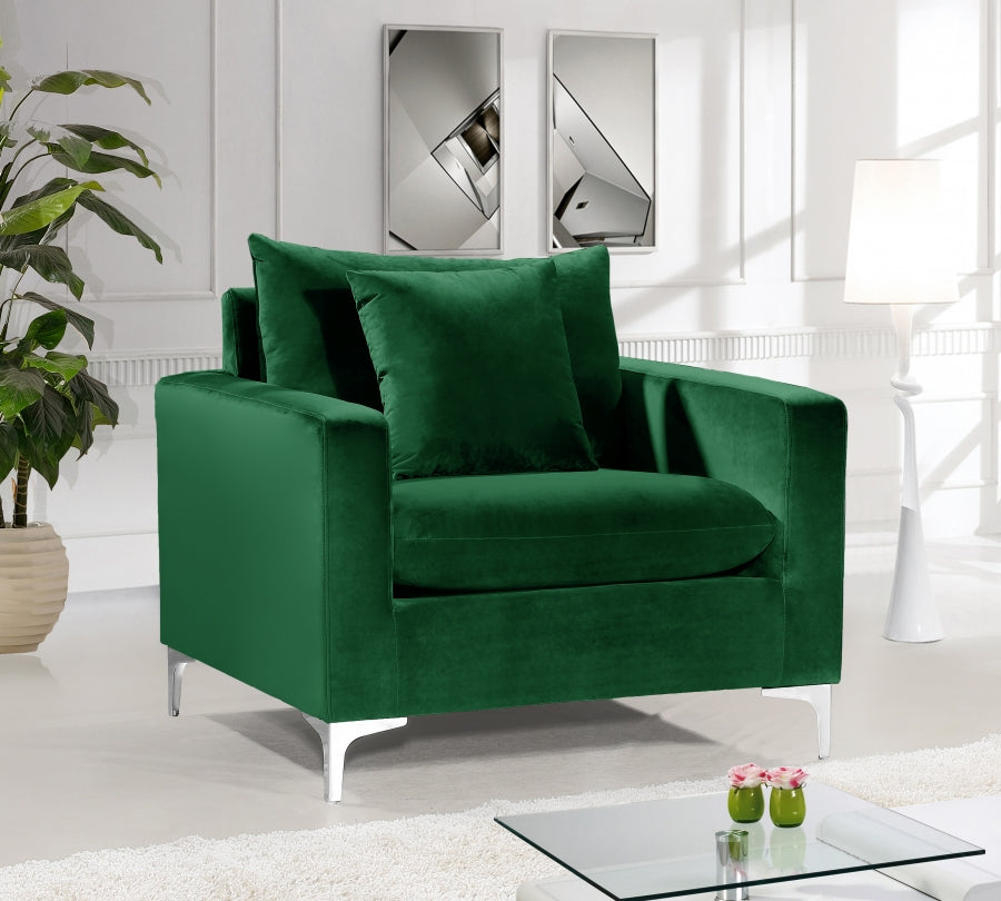 Naomi Green Velvet Chair from Meridian - Luna Furniture