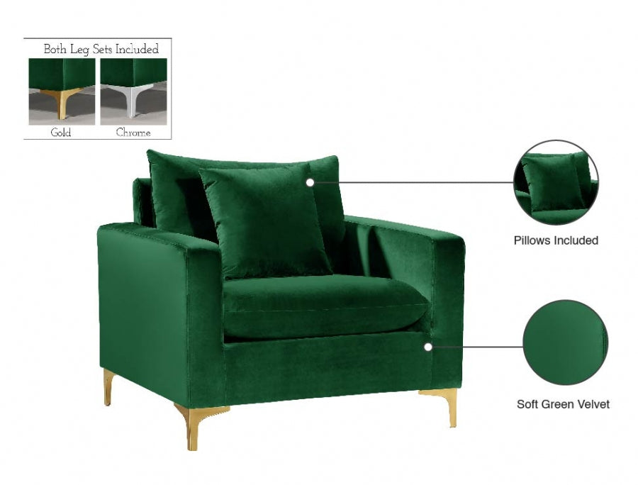 Naomi Green Velvet Chair from Meridian - Luna Furniture