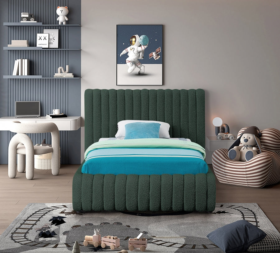 Nash Green Nash Boucle Fabric Twin Twin Bed from Meridian - Luna Furniture