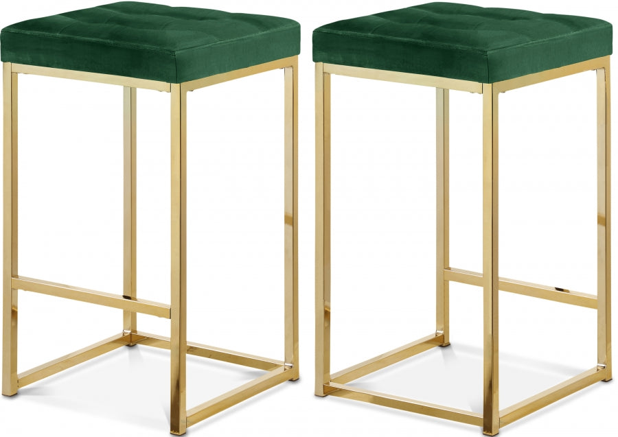 Nicola Green Velvet Counter Stool, Set of 2 from Meridian - Luna Furniture