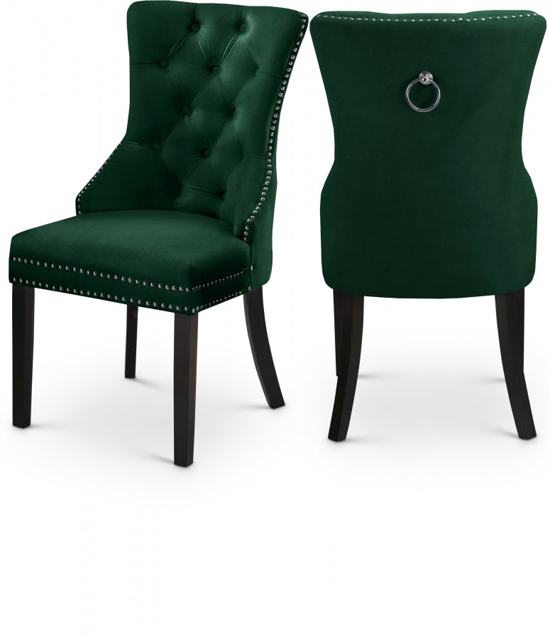 Nikki Green Velvet Dining Chair from Meridian - Luna Furniture