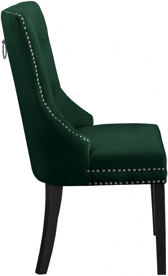 Nikki Green Velvet Dining Chair from Meridian - Luna Furniture