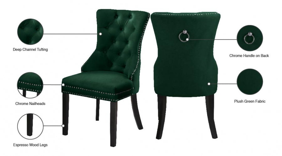 Nikki Green Velvet Dining Chair from Meridian - Luna Furniture