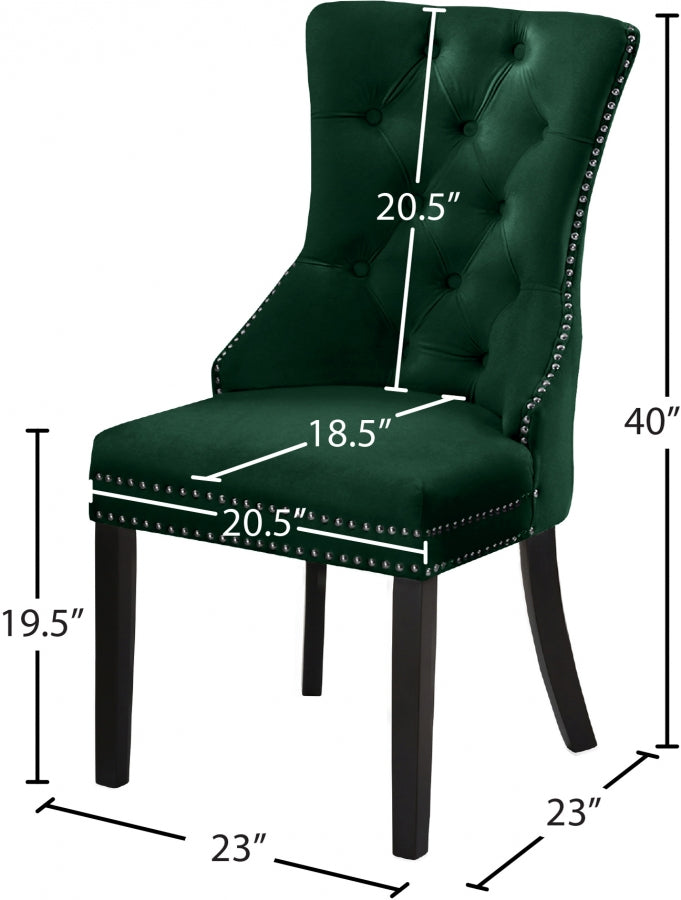 Nikki Green Velvet Dining Chair from Meridian - Luna Furniture