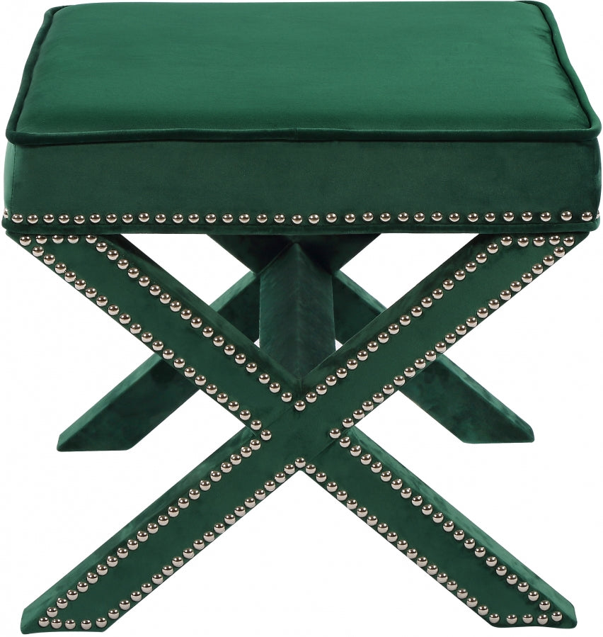 Nixon Green Velvet Ottoman | Bench from Meridian - Luna Furniture