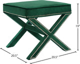 Nixon Green Velvet Ottoman | Bench from Meridian - Luna Furniture